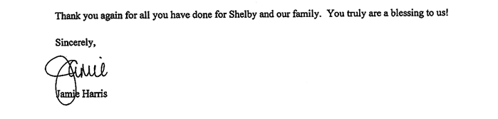 Shelby's Letter